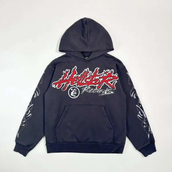 Hellstar Flame Letter Washed Black Hoodie 0694
*Weaving 4