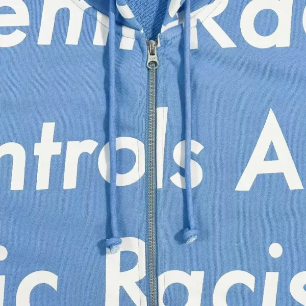 Denim Tears Light Blue Race Letter Zipper Hoodie 0661 - Image 3