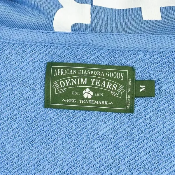 Denim Tears Light Blue Race Letter Zipper Hoodie 0661 - Image 7
