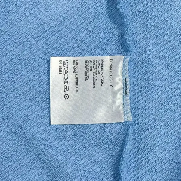 Denim Tears Light Blue Race Letter Zipper Hoodie 0661 - Image 8
