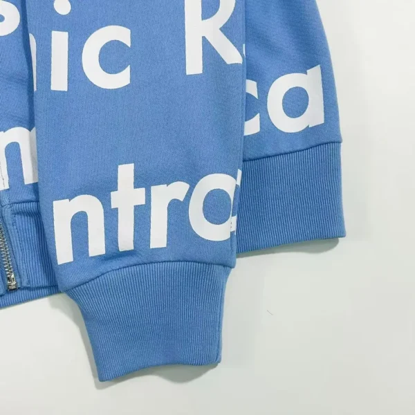 Denim Tears Light Blue Race Letter Zipper Hoodie 0661 - Image 6