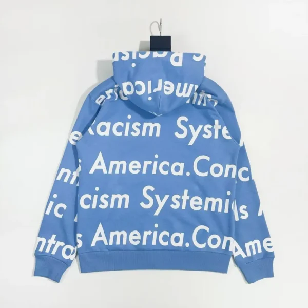 Denim Tears Light Blue Race Letter Zipper Hoodie 0661 - Image 2