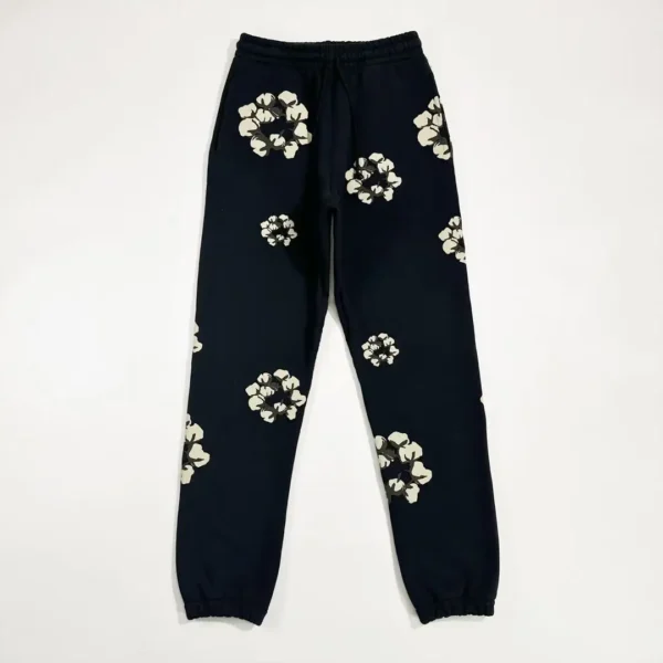 Denim Tears CPFM Black Branch and Leaf Cotton Flower Sanitary Pants