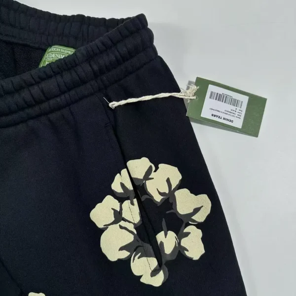 Denim Tears CPFM Black Branch and Leaf Cotton Flower Sanitary Pants - Image 4