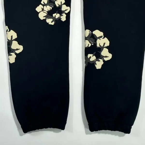 Denim Tears CPFM Black Branch and Leaf Cotton Flower Sanitary Pants - Image 7