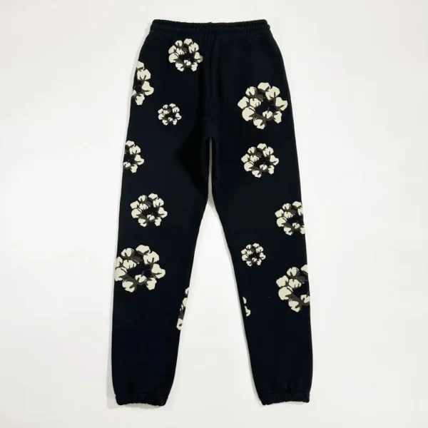 Denim Tears CPFM Black Branch and Leaf Cotton Flower Sanitary Pants - Image 2
