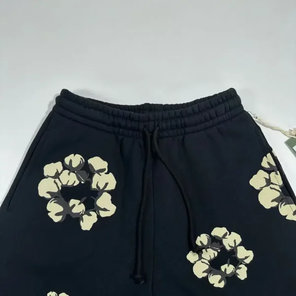 Denim Tears CPFM Black Branch and Leaf Cotton Flower Sanitary Pants - Image 3