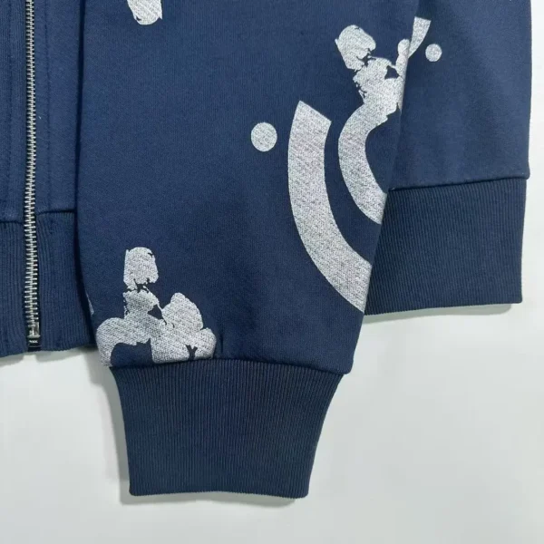 Denim Tears Tibetan Blue Hot Silver Flower Zipper Hoodie  0711 - Image 6