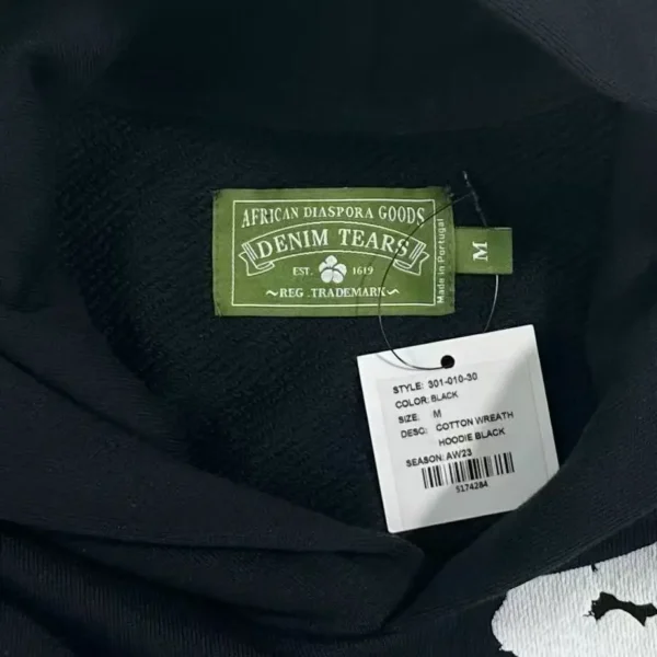 Denim Tears Mono Black Kapok Hoodie - Image 9