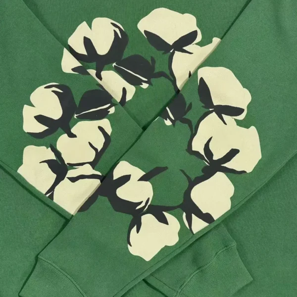 Denim Tears CPFM Large Branch Leaf Wood Cotton Green Round Neck Hoodie - Image 7
