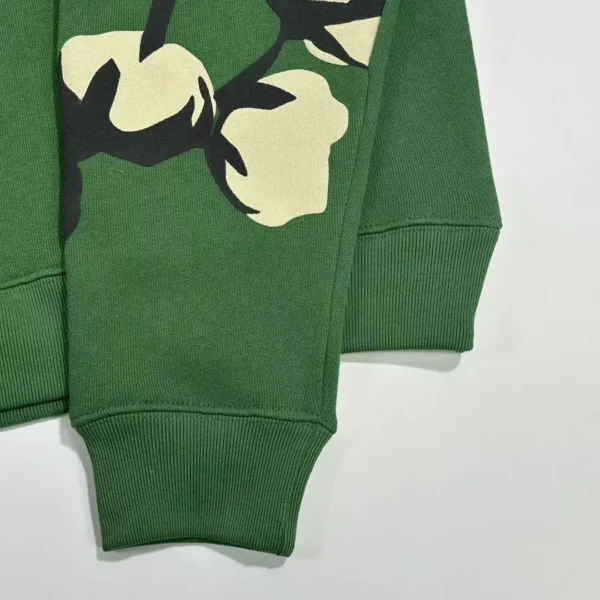 Denim Tears CPFM Large Branch Leaf Wood Cotton Green Round Neck Hoodie - Image 6