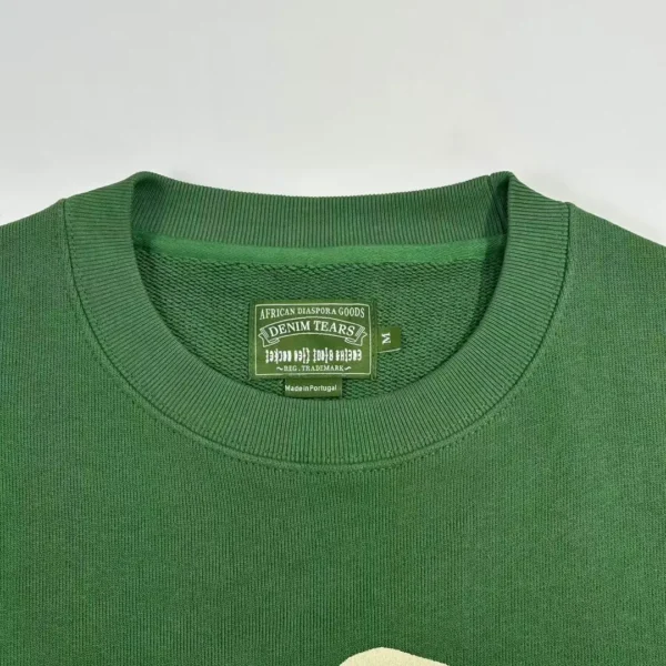 Denim Tears CPFM Large Branch Leaf Wood Cotton Green Round Neck Hoodie - Image 3