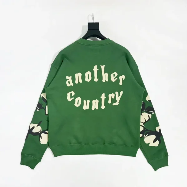 Denim Tears CPFM Large Branch Leaf Wood Cotton Green Round Neck Hoodie - Image 2