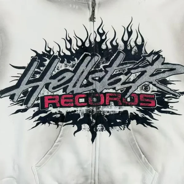 Hellstar White RECORDS Zipper Hoodie - Image 4