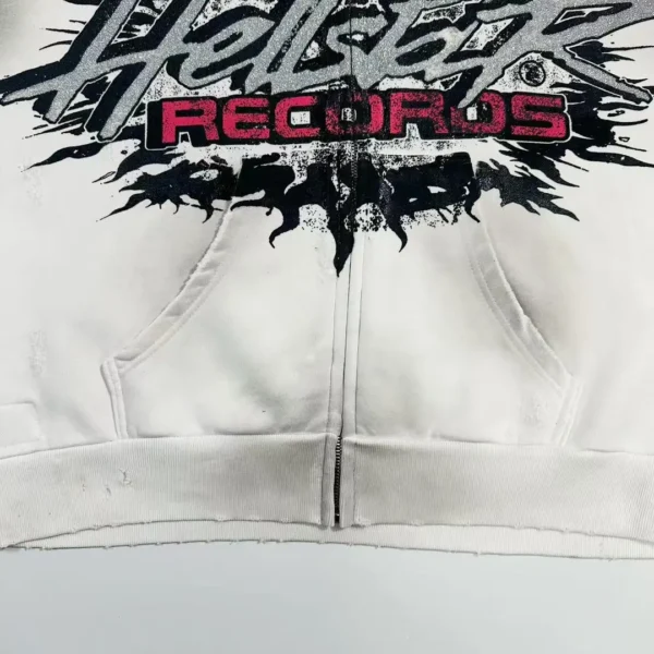 Hellstar White RECORDS Zipper Hoodie - Image 7