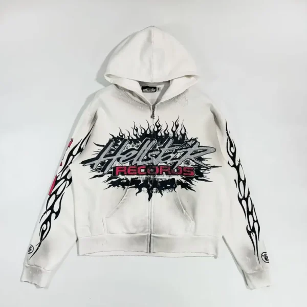 Hellstar White RECORDS Zipper Hoodie