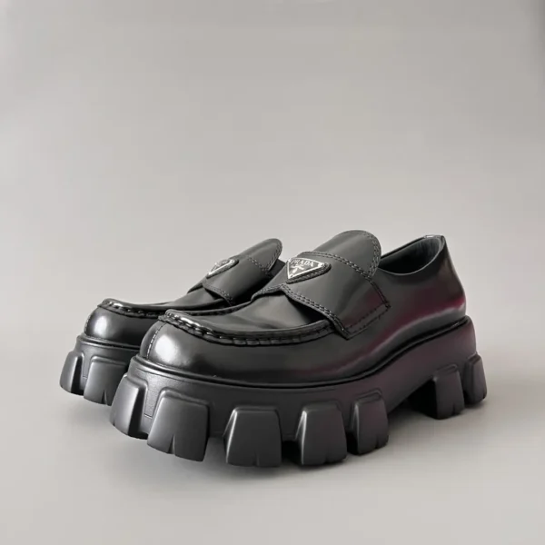 PRADA Prada Monolith leather ankle sole thick soled loafers