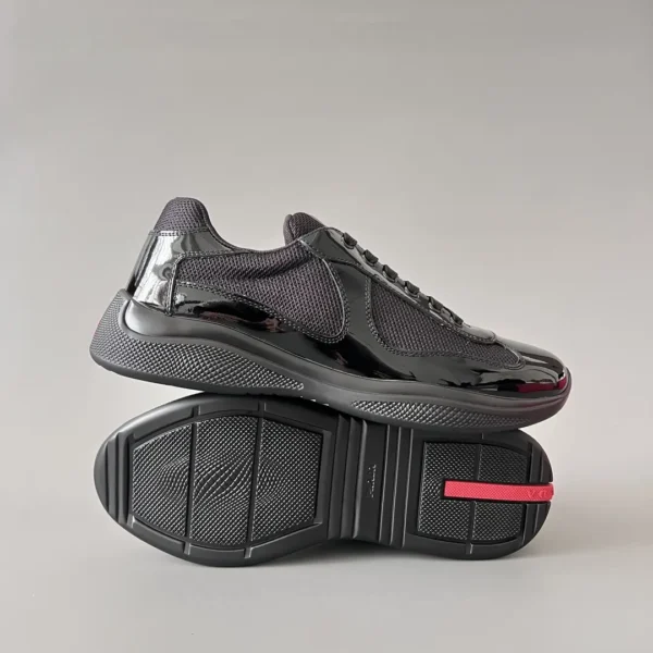 PRADA men's lace up round toe Low top casual shoes in black - Image 6
