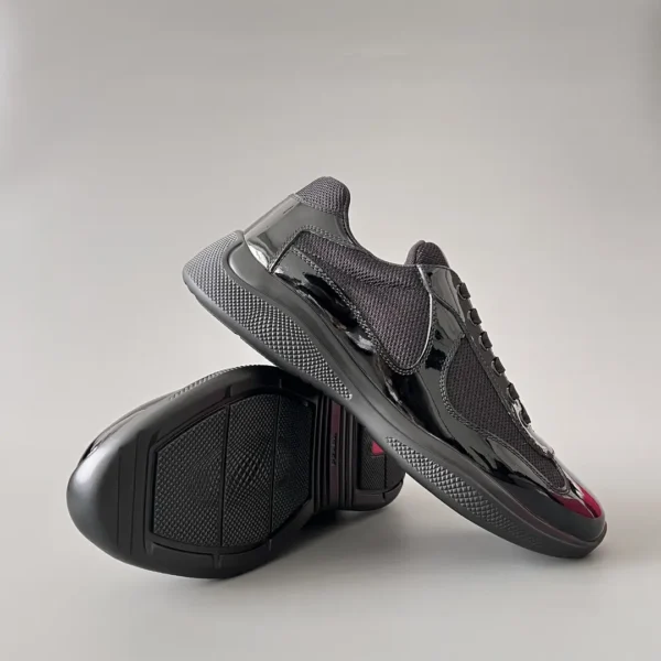 PRADA men's lace up round toe Low top casual shoes in black - Image 7