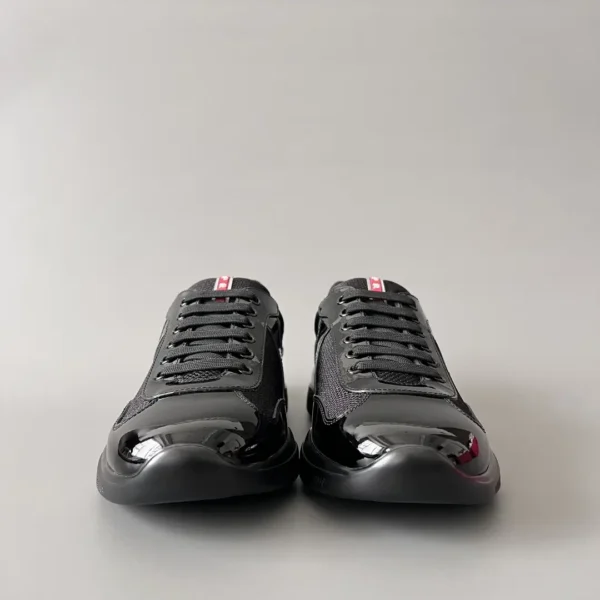 PRADA men's lace up round toe Low top casual shoes in black - Image 2
