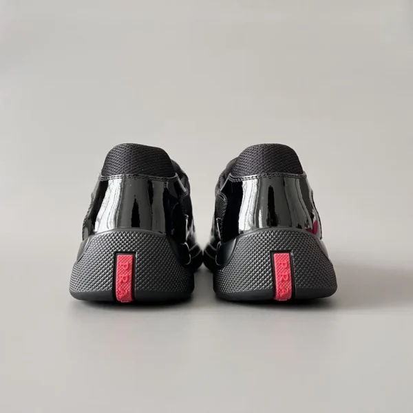 PRADA men's lace up round toe Low top casual shoes in black - Image 5