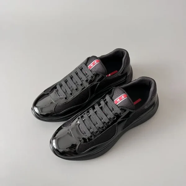 PRADA men's lace up round toe Low top casual shoes in black - Image 8