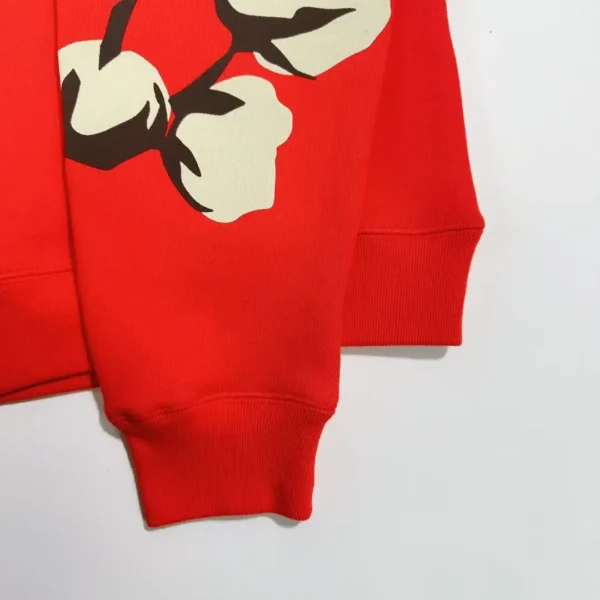 Denim Tears CPFM Large Branch Leaf Wood Cotton Red Round Neck Hoodie - Image 7