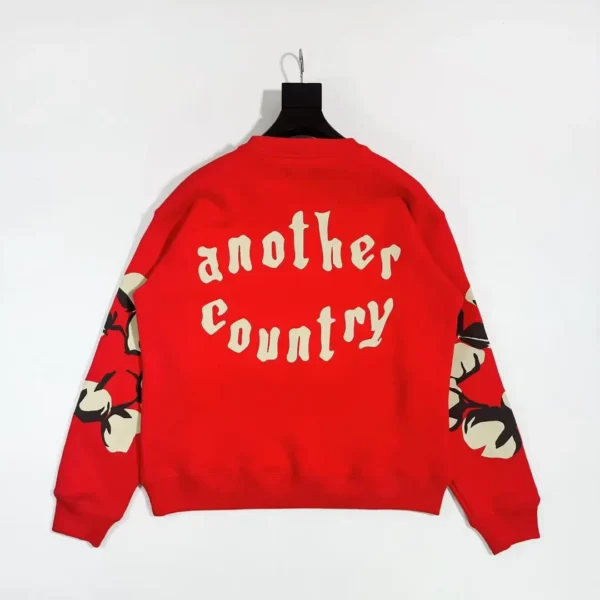 Denim Tears CPFM Large Branch Leaf Wood Cotton Red Round Neck Hoodie - Image 2