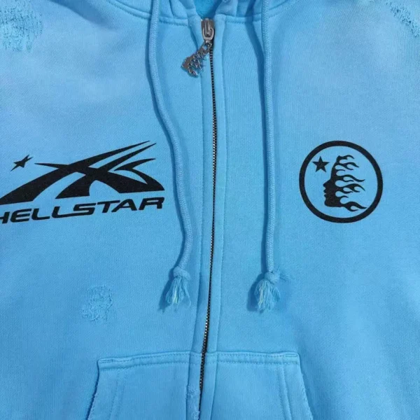 Hellstar Sports Blue Zipper Hoodie - Image 4