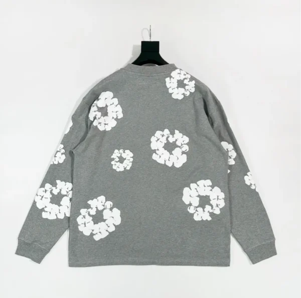 Denim Tears Grey Cotton Flower Long Sleeve  0732 
*Customized spinning - Image 2