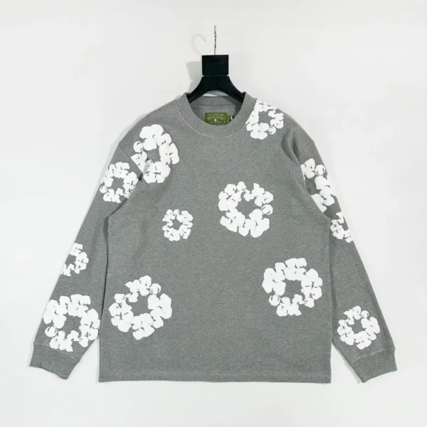 Denim Tears Grey Cotton Flower Long Sleeve  0732 
*Customized spinning