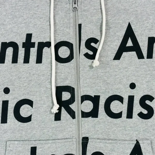 Denim Tears Grey Race Letter Zipper Hoodie - Image 4