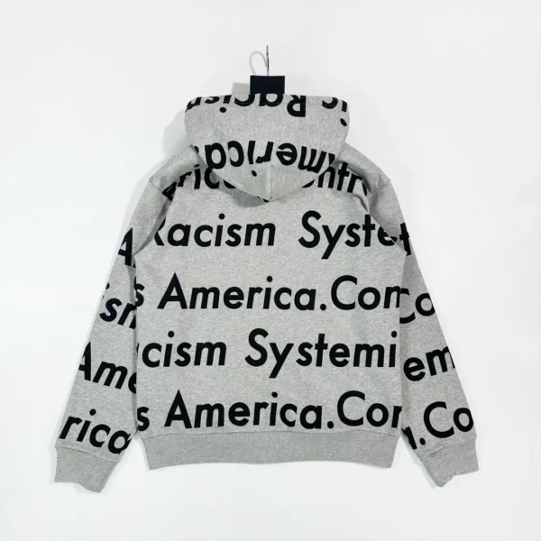Denim Tears Grey Race Letter Zipper Hoodie - Image 2