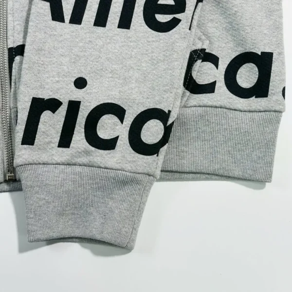 Denim Tears Grey Race Letter Zipper Hoodie - Image 6