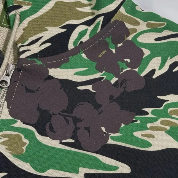 Denim Tears Green Tiger Pattern Camouflage Cotton Zipper Sweater - Image 4