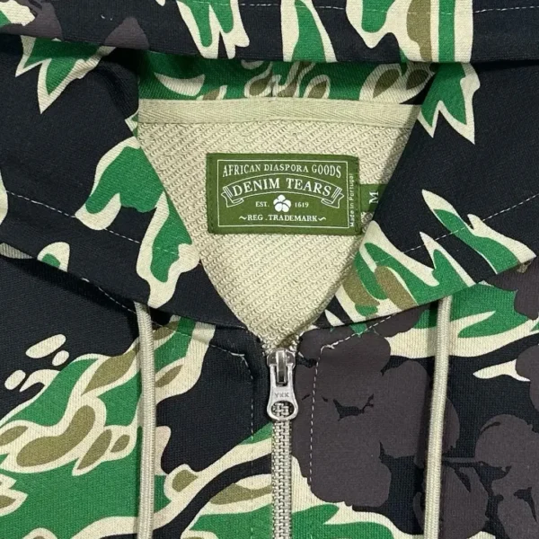 Denim Tears Green Tiger Pattern Camouflage Cotton Zipper Sweater - Image 3