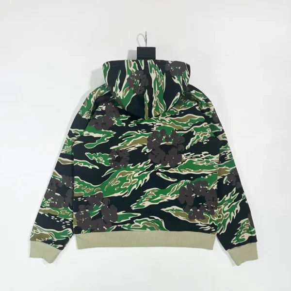 Denim Tears Green Tiger Pattern Camouflage Cotton Zipper Sweater - Image 2