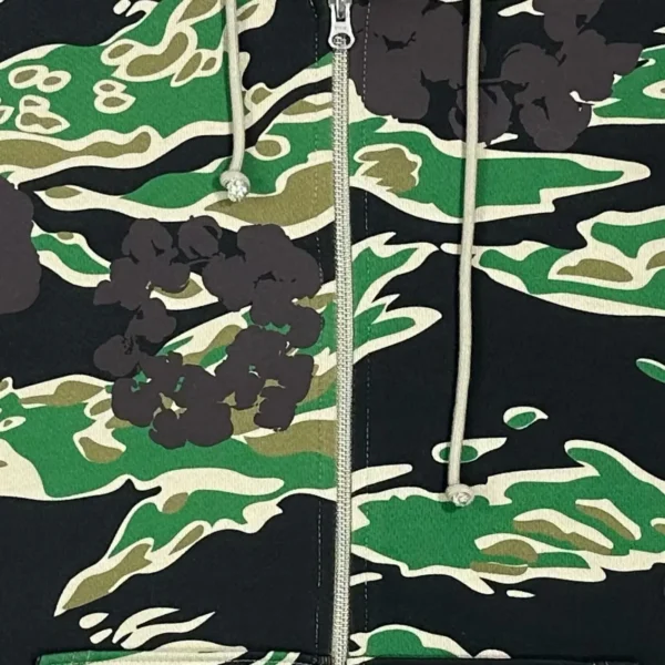 Denim Tears Green Tiger Pattern Camouflage Cotton Zipper Sweater - Image 5