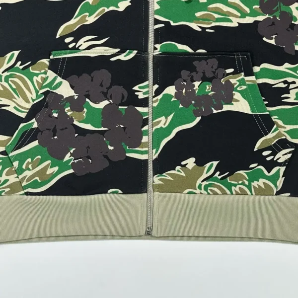 Denim Tears Green Tiger Pattern Camouflage Cotton Zipper Sweater - Image 6