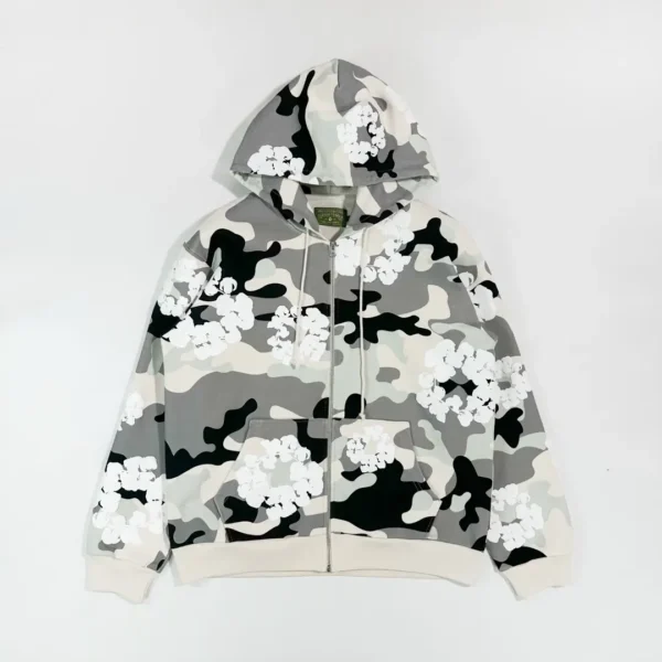Denim Tears White Snow Camouflage Cotton Zipper Sweater