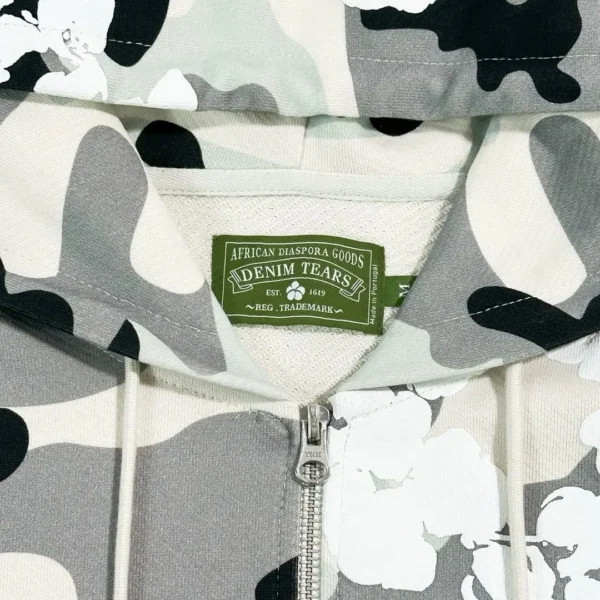 Denim Tears White Snow Camouflage Cotton Zipper Sweater - Image 3