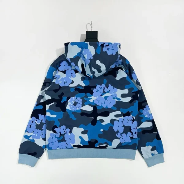 Denim Tears Blue Camouflage Cotton Zipper Sweater  0737 - Image 2