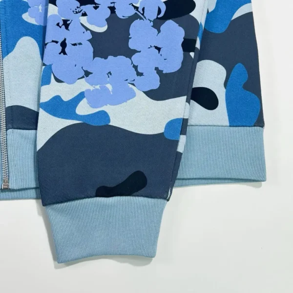 Denim Tears Blue Camouflage Cotton Zipper Sweater  0737 - Image 7