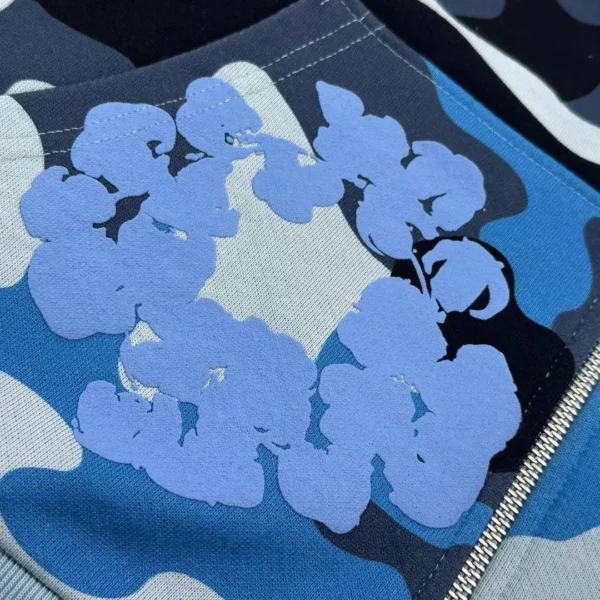 Denim Tears Blue Camouflage Cotton Zipper Sweater  0737 - Image 6