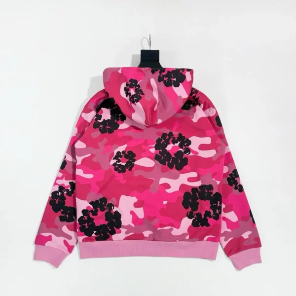 Denim Tears Pink Camouflage Cotton Zipper Sweater  0737 - Image 2