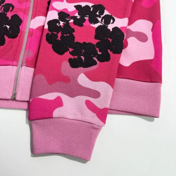 Denim Tears Pink Camouflage Cotton Zipper Sweater  0737 - Image 7