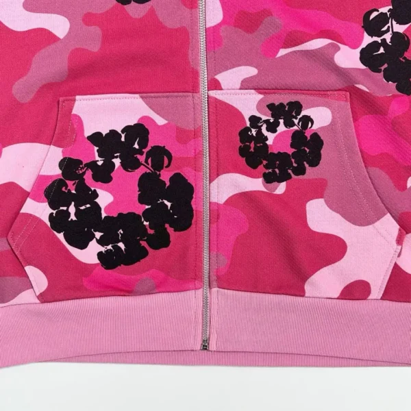 Denim Tears Pink Camouflage Cotton Zipper Sweater  0737 - Image 6