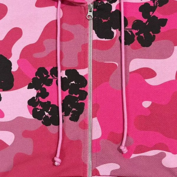 Denim Tears Pink Camouflage Cotton Zipper Sweater  0737 - Image 5