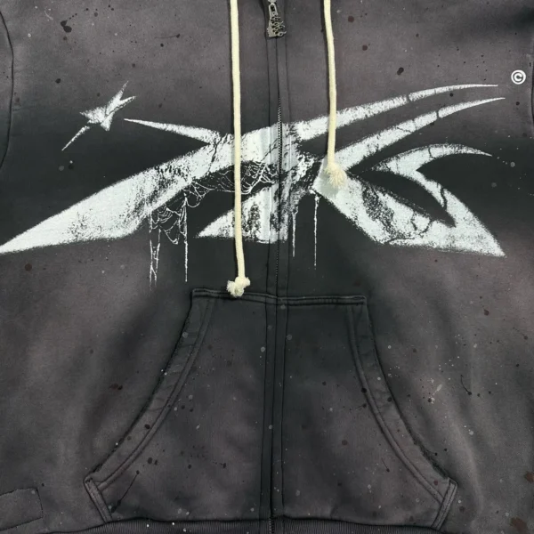 Hellstar Black Halloween Inkjet Zipper Sweater - Image 5
