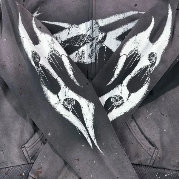 Hellstar Black Halloween Inkjet Zipper Sweater - Image 8